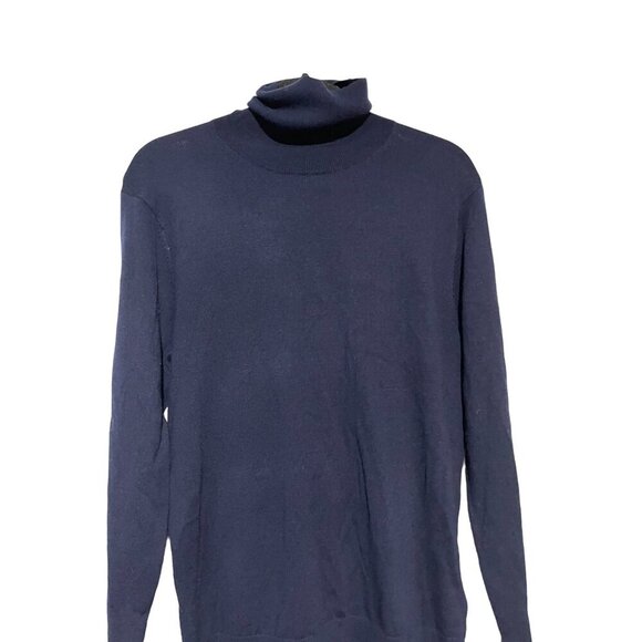 Men's Pullover Sweater 100% Merino Wool Lightweight Navy-Blue Size Small - Picture 2 of 2